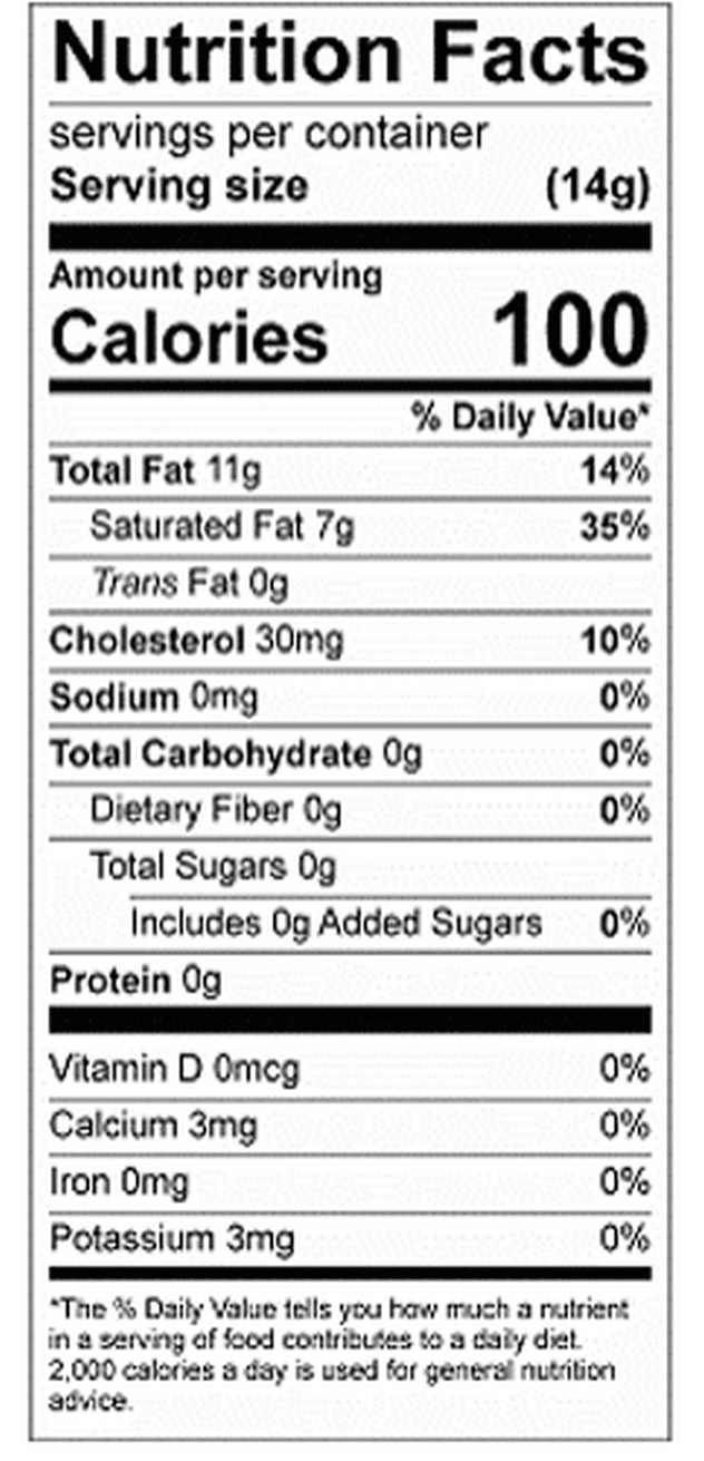 Unsalted Rose Shape Butter Nutritional Facts