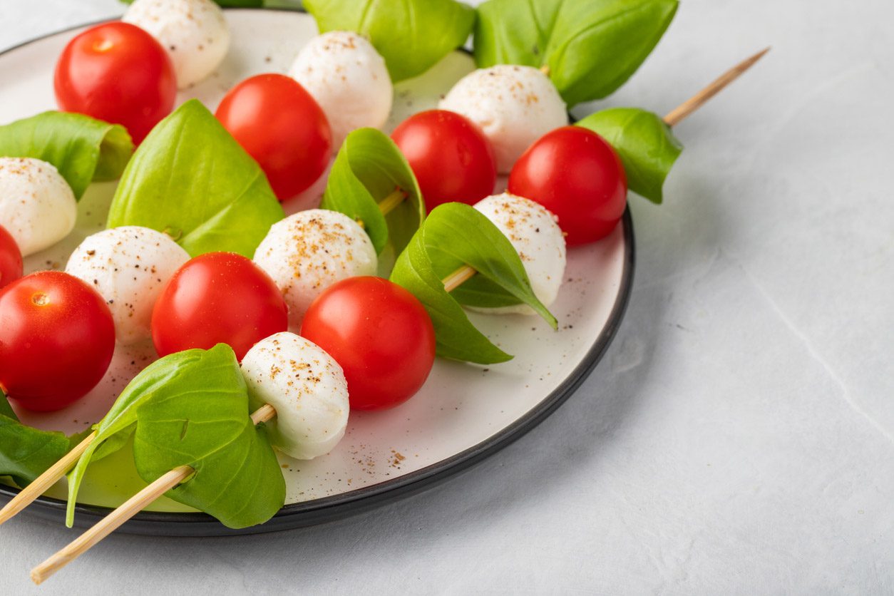 Caprese skewers are an instant hit in summer.